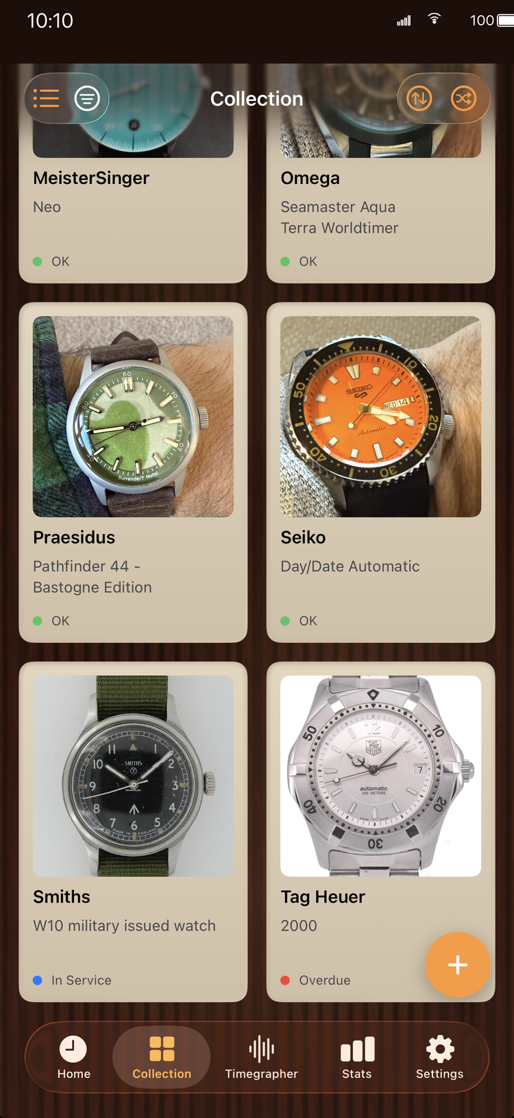 WearTime collection grid view